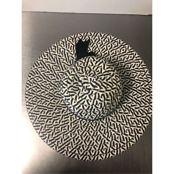 Coco + Carmen Women’s Black and White Woven Sun Hat One Size - Picture 7 of 8